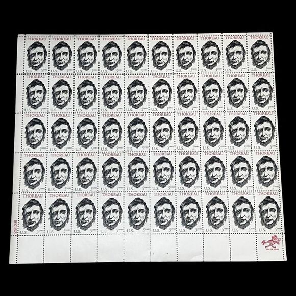 MNH 1967 Thoreau Sheet of 50 5 Cent Stamps Scott #1327 - Picture 1 of 3